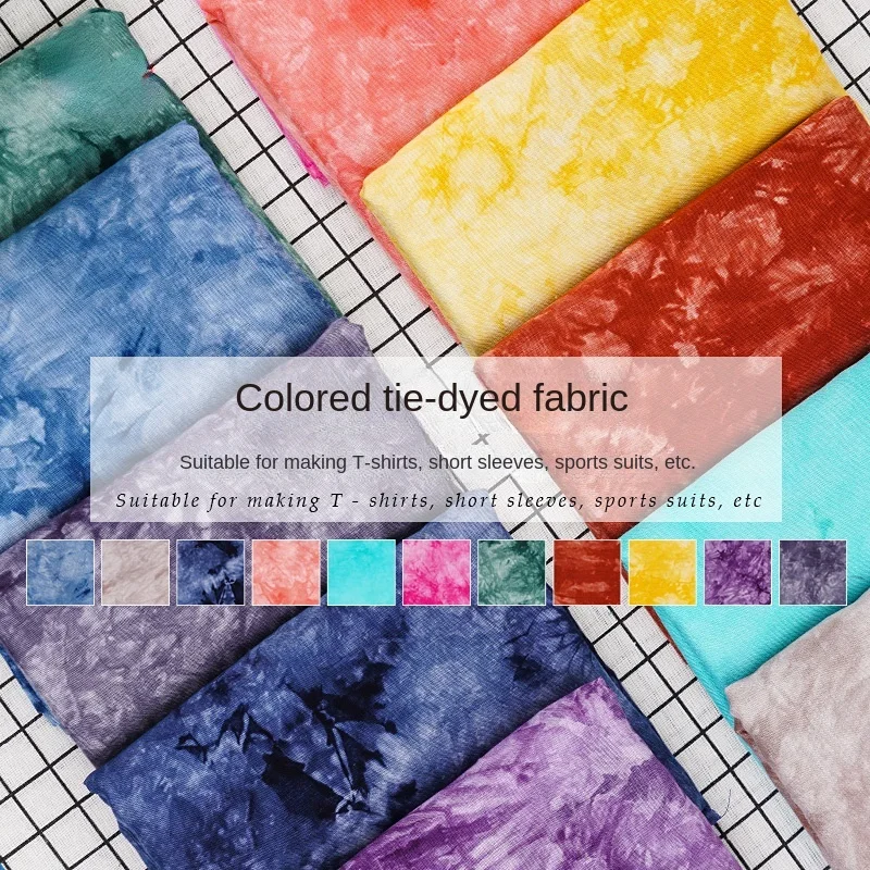

Tie Dyed Fabric T-shirt Short Sleeve Table Cloth Background Fabric Rayon Material Cloth Per Meter Apparel Sewing Diy