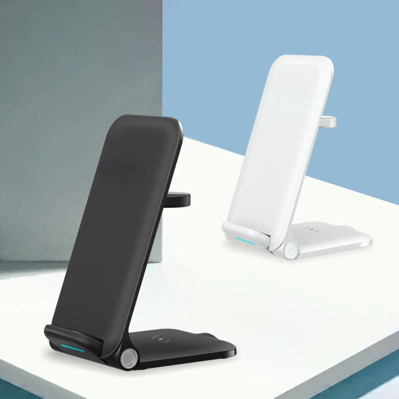 

3 in 1 Wireless Charger Foldable for Samsung iPhone Charging Station Holder Stand Travel Charger Docking