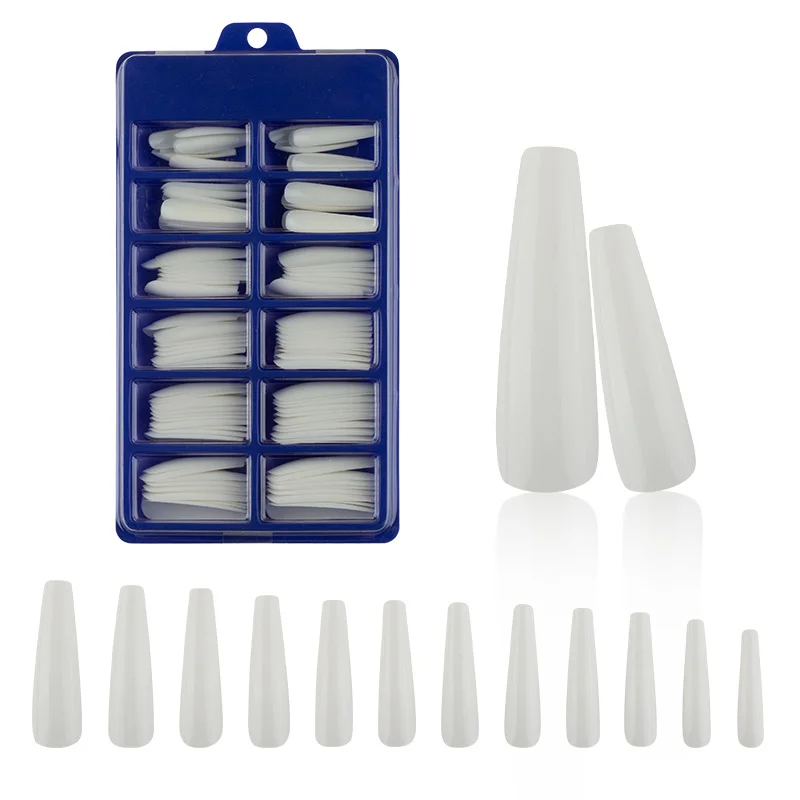 120 шт./корт. Красные супер длинные дизайнерские накладные ногти балерины