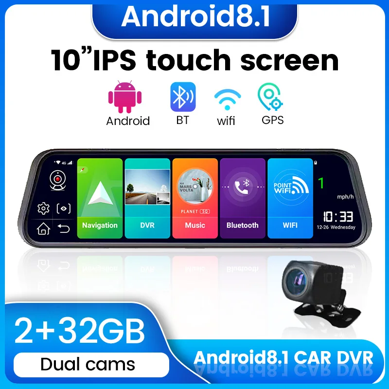 

Car DVR ADAS Center console mirror 10inch IPS touch Screen GPS FHD 1080P Rear Lens Video Recorder ADAS Dash Cam dashcam WIFI BT