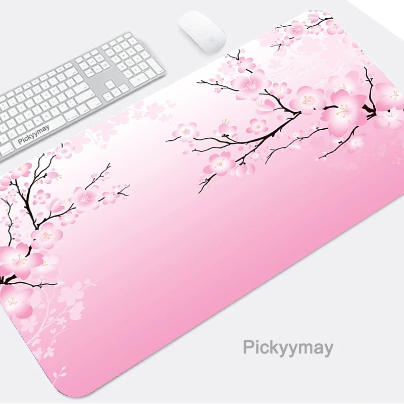 

Pink Cherry Blossoms Mousepad Gaming Computer Gamer Mouse Pad Art Chinese Style Keyboard Desk Mats Xxl Speed Table Rug Non-slip