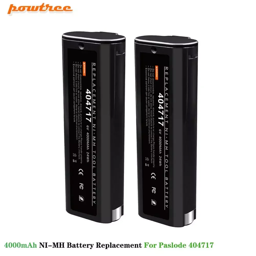 

Powtree 6V 4.0Ah NI-MH Battery Replacement For Paslode 404717 B20544E BCPAS-404717 404400 900400 900420 900600 power tool