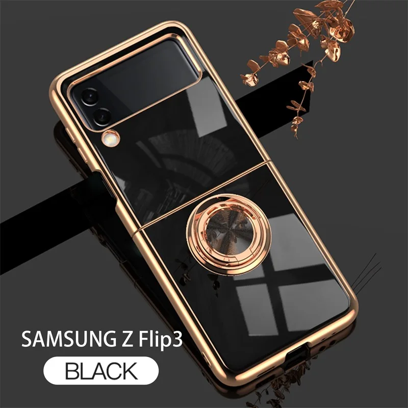 

Case for Samsung Galaxy Z Flip3 Electroplated Phone Case TPU Electroplated Ring Bracket Folding Galaxy Z Flip3 Protective Cover