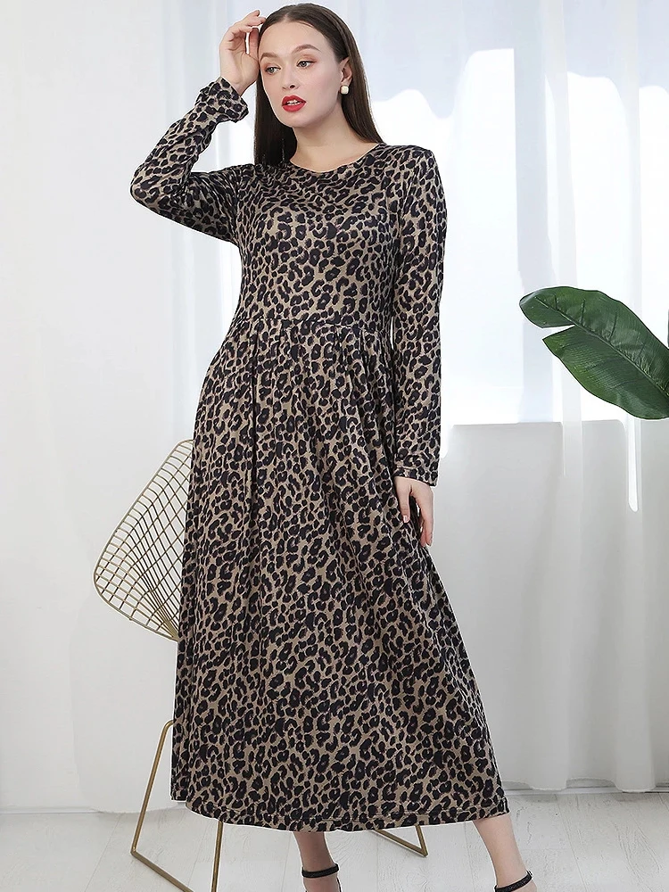 Повседневные женские платья в европейском стиле с леопардовым принтом Ретро