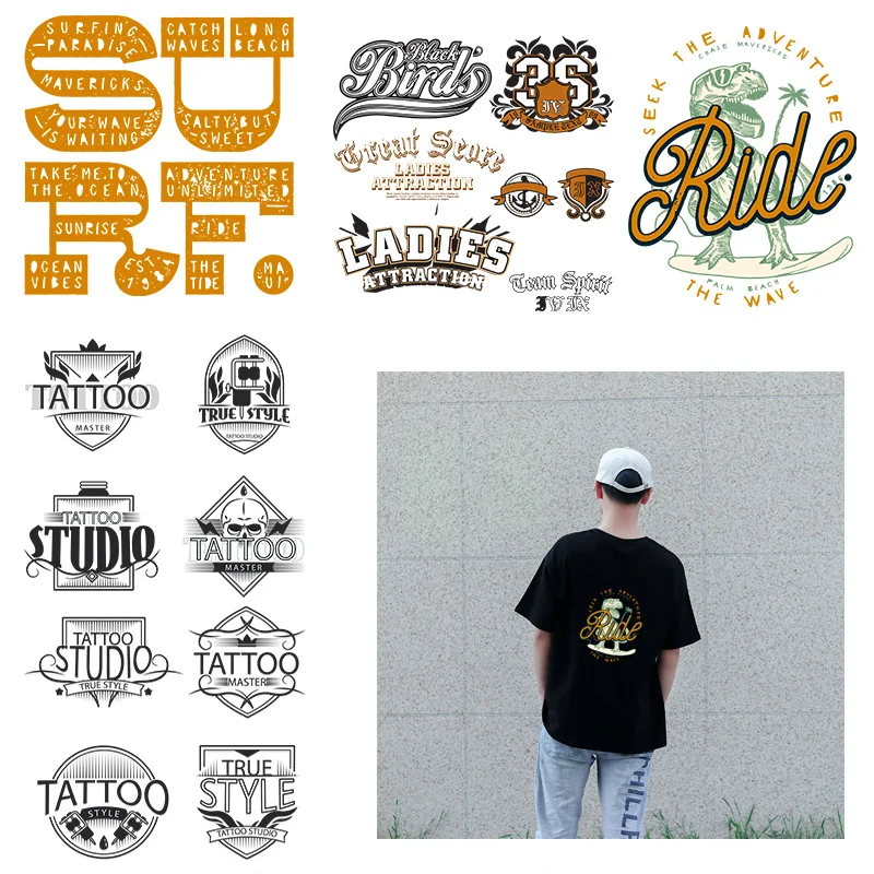 

Dinasaur Letter Heat Transfer Stickers For T-shirt Diy Vinyl Appliqued Patches Iron On Sticker For Fabric Tops Patches decorate