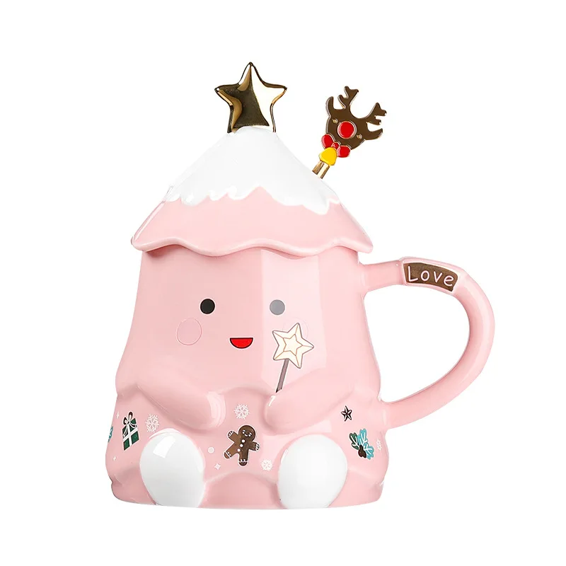 2022 New Ceramic Mug Christmas Cup Water Cup Nordic Style Large-capacity Snowman Christmas Tree Santa Claus Gift Ideas