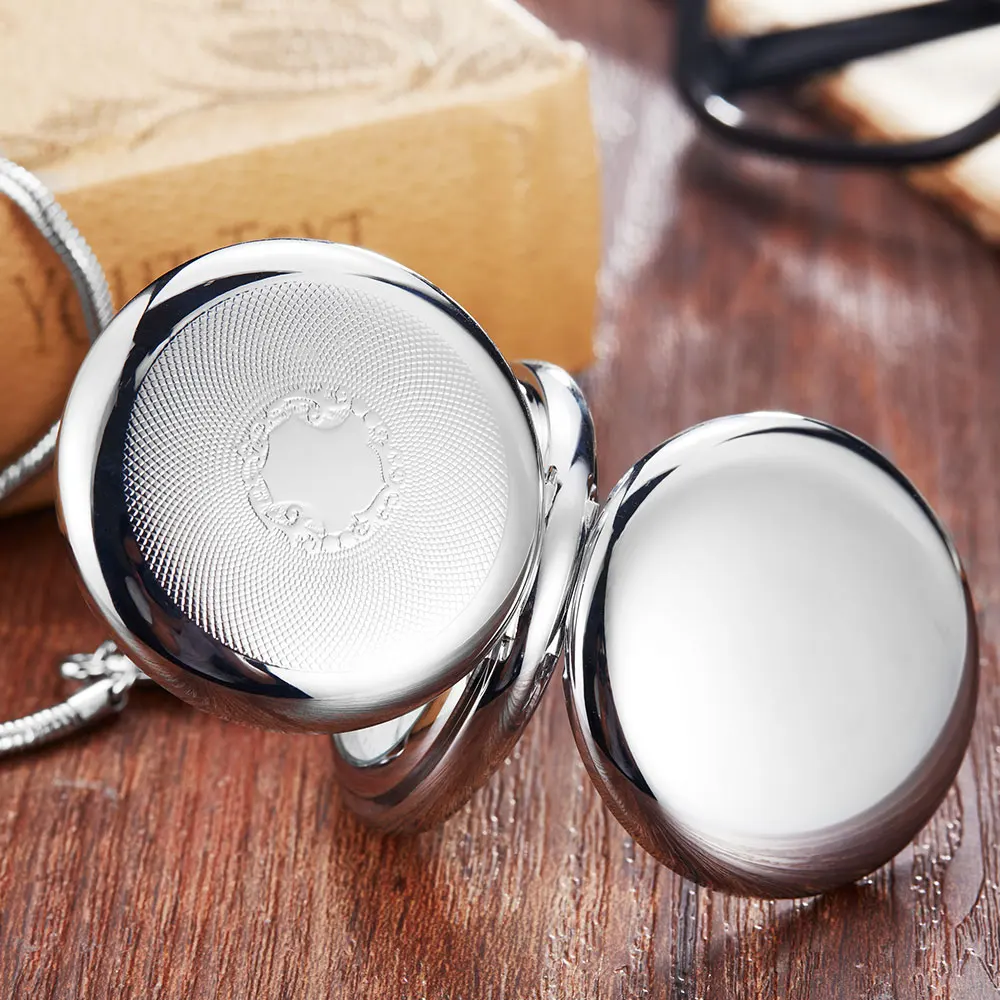 Vintage Copper Silver Mechanical Pocket Watch Men Women Fob Chain Exquisite Sculpture Automatic Retro Pocket Watches