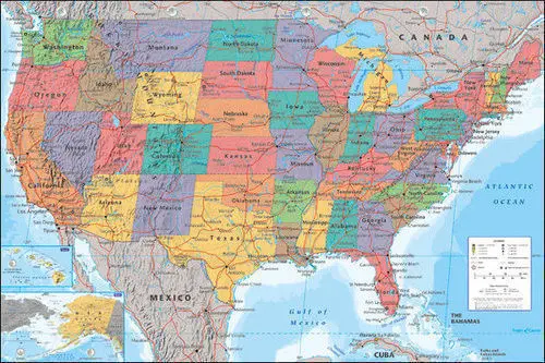 

Шелковый плакат "Карта США"