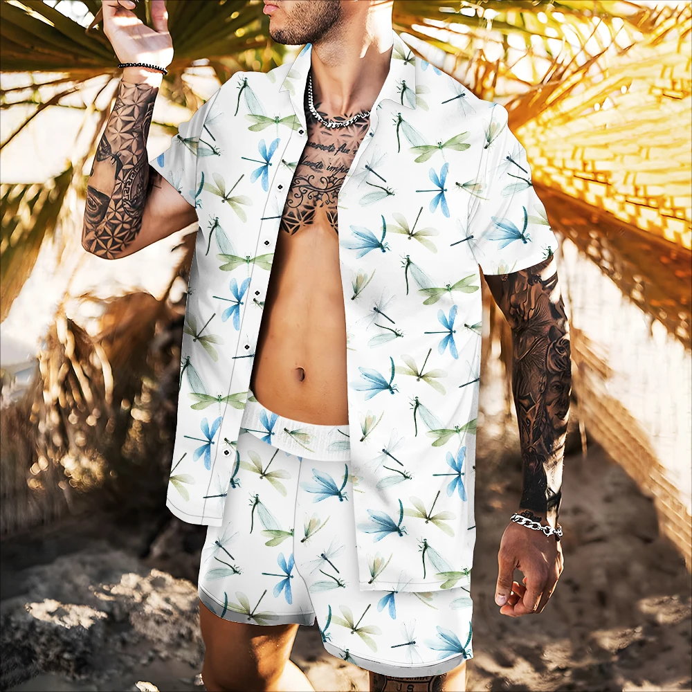 

2022 New Printing 3d Luxury Man Shirt Loose Clothes Dragonfly Design Style Blouses Lovers Hot Sale High Quality Tops