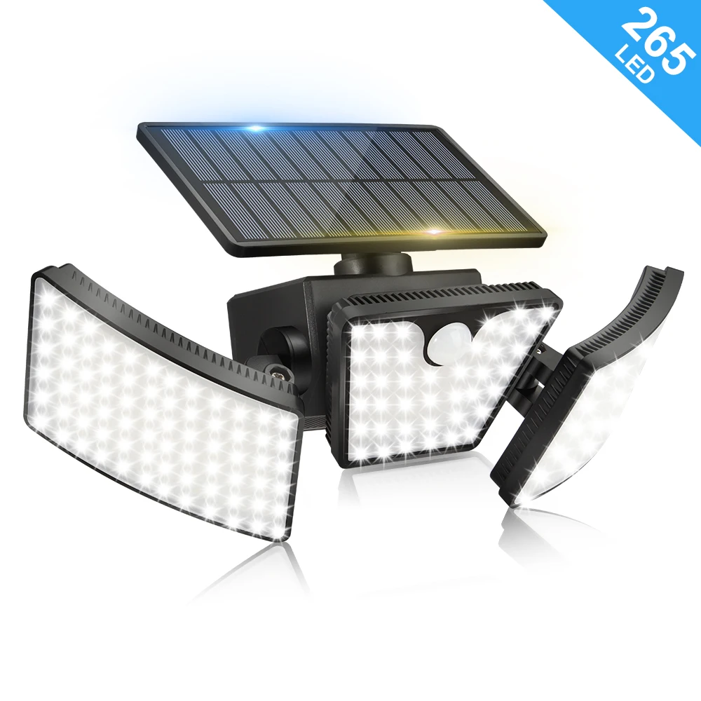 

Уличный светильник на солнечной батарее с датчиком движения, регулируемый настенный садовый светильник с 3 головками и питанием от солнечн...