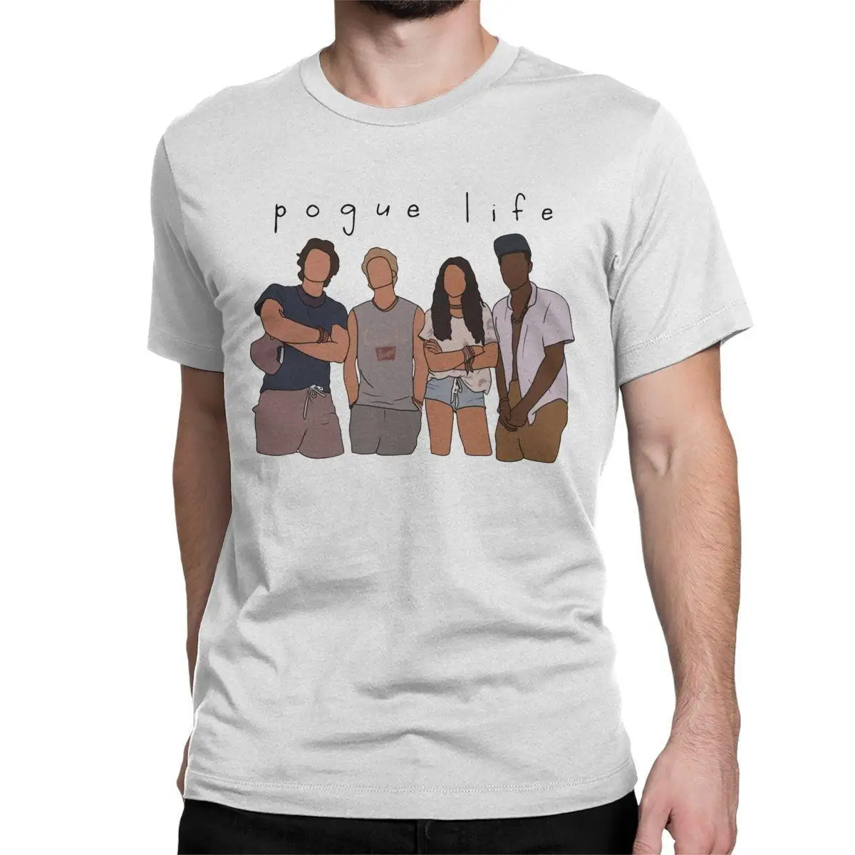 

Pogue Life Outer Banks Retro Men T Shirt TV Show Crazy Tees Short Sleeve Crew Neck T-Shirt Cotton Party Tops