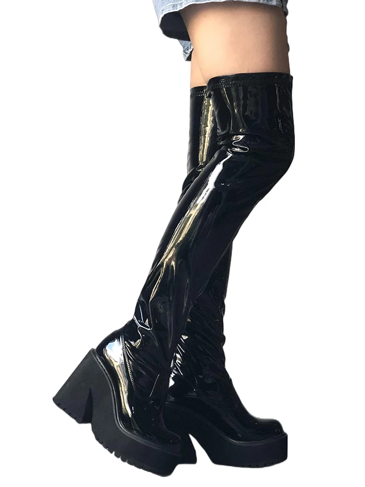 Women Boots 2022 Designer Luxury Platform High Heels Plus Size Women Shoes 40-43 Sexy Elastic Elegant Lady Over The Knee Boots