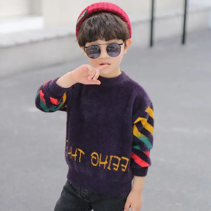 

Boys Sweater Kids Outwear Tops Jackets 2022 Luxury Fleece Thicken Warm Winter Autumn Costume Teenage Children Clothing Sweater