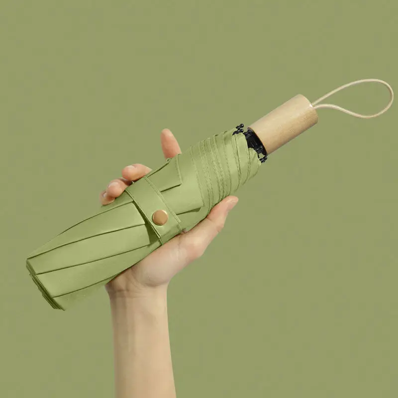 

Tri-fold Vinyl Folding Sun Umbrella for Rain or Shine, Gift Umbrella with Wooden Handle Umbrella Mini Umbrella Parasol Umbrella
