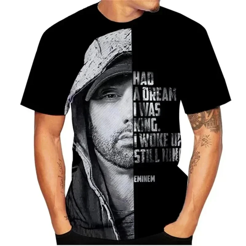 Фото Eminem Rapper Футболки с 3D принтом Мужчины Женщины Мода Уличная одежда Негабаритные футболки в стиле хип-хоп с короткими рукавами Мужские футболки Топы Мужская одежда №2