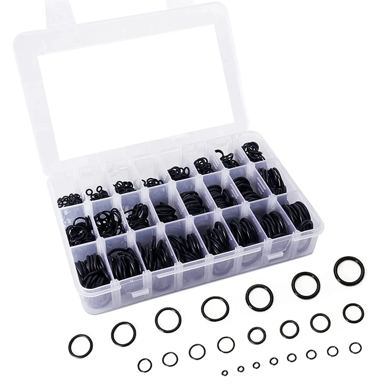 

1200 Pcs O Ring Kit,24 Sizes Nitrile Rubber O Rings Assortment Kit For Plumbing, Resist To Oil, Heat And High Pressure