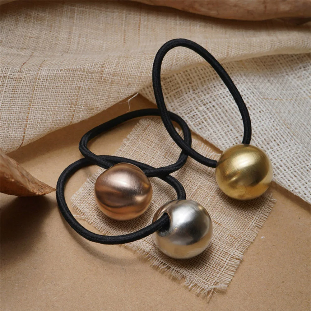 

New Korean Elegant Hair Rope Scrunchie Women Metal Ball Elastic Rubber Bands Hair Accessories Ponytail Holder
