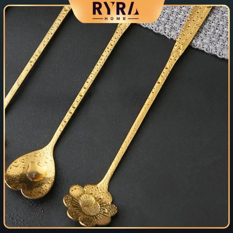 

18cm Long Spoon Dessert Honey Long Handle Mixing Spoon Extended Creative Light 1pcs Stainless Steel Spoon Meticulous Small Spoon