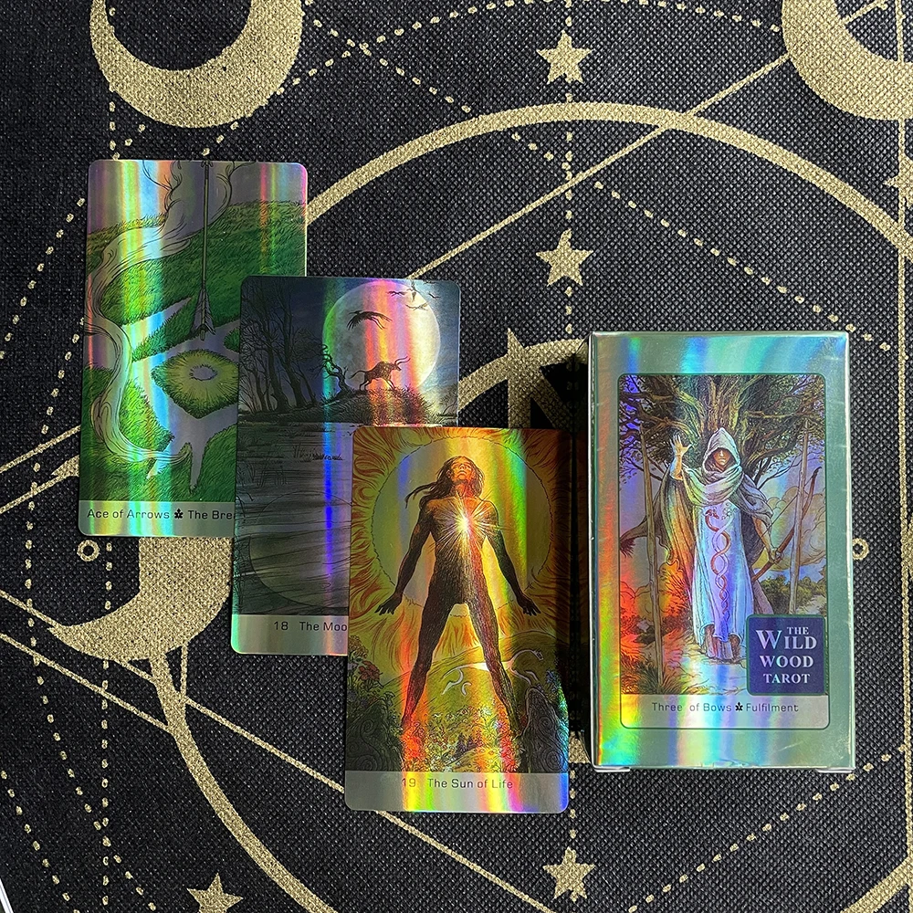 

Holographic Shinning Shining Tarot Cards Astrologia English Deck Box for Fortunetelling Fate Predictions Cards Free Shipping