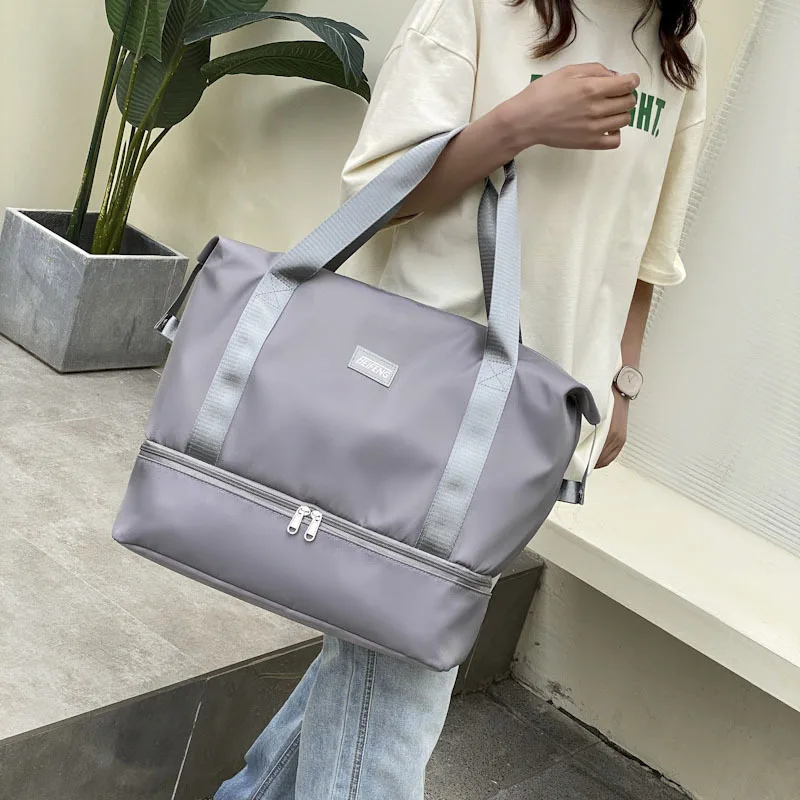 Portable Large Capacity Storage Travel Shoulder Bags Folding Tote Luggage BagOxford Cloth Waterproof Sports Gym Yoga Handbag