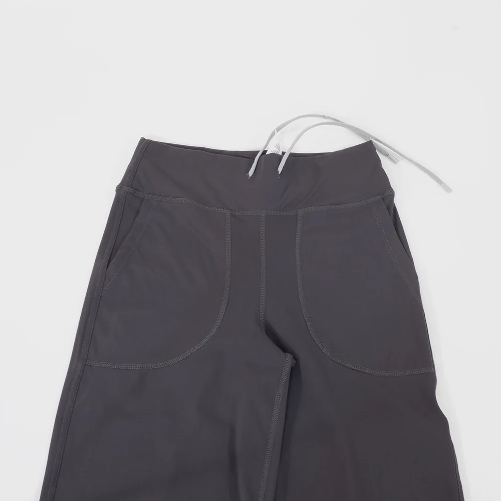 Yoga Lulu Throwback Still High Waist Drawstring Pants High Stretch Nylon Women's Casual Flare Pants Relaxed Fit Flared Trousers