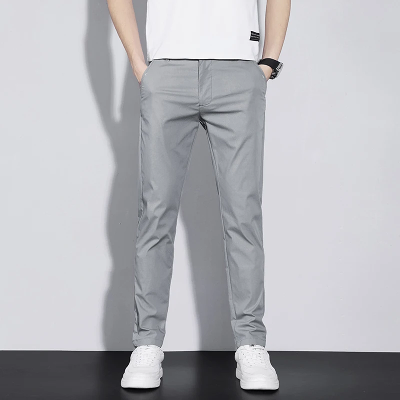 

Men's Casual Pants 2022 New Spring Summer Cotton Thin Trousers Male Classic Straight Solid Color Work Pants