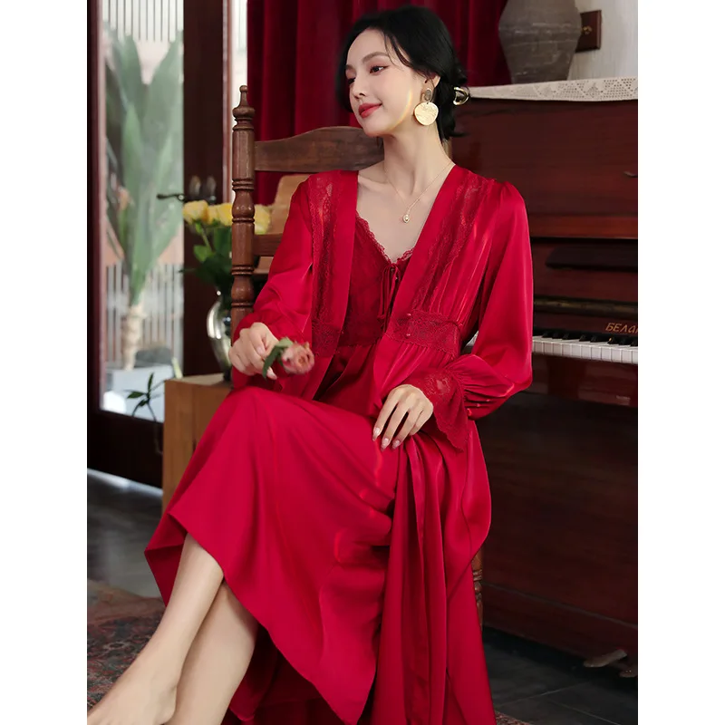 Пикантная женская ночная рубашка на бретелях весна-осень Женская длинная юбка