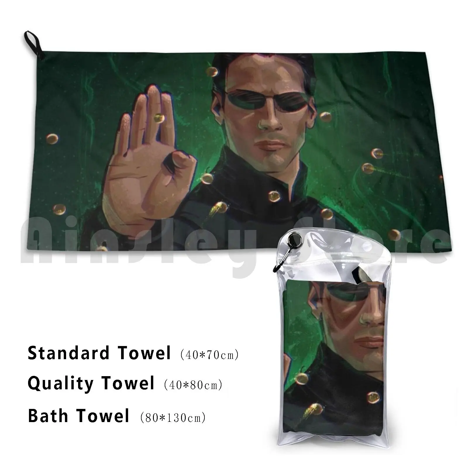 Фото Полотенце Matrix на заказ, банное полотенце Matrix The Matrix Neo Movie Morpheus Keanu Reeves Code Cool Red Pill №1
