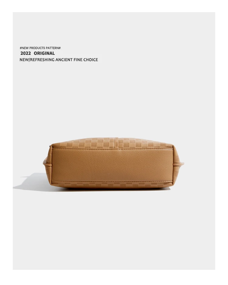 Elmsk 2022 Vintage Plaid Texture Pu Leather Bag Women Fashion Large Capacity Tote Bag