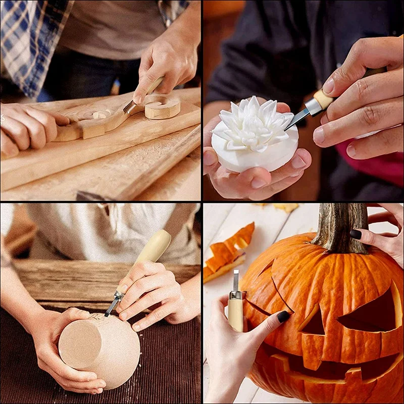 Lino Block Cutting Rubber Stamp Carving Tools With 5 Blade Wood Handle Printmaking Set |