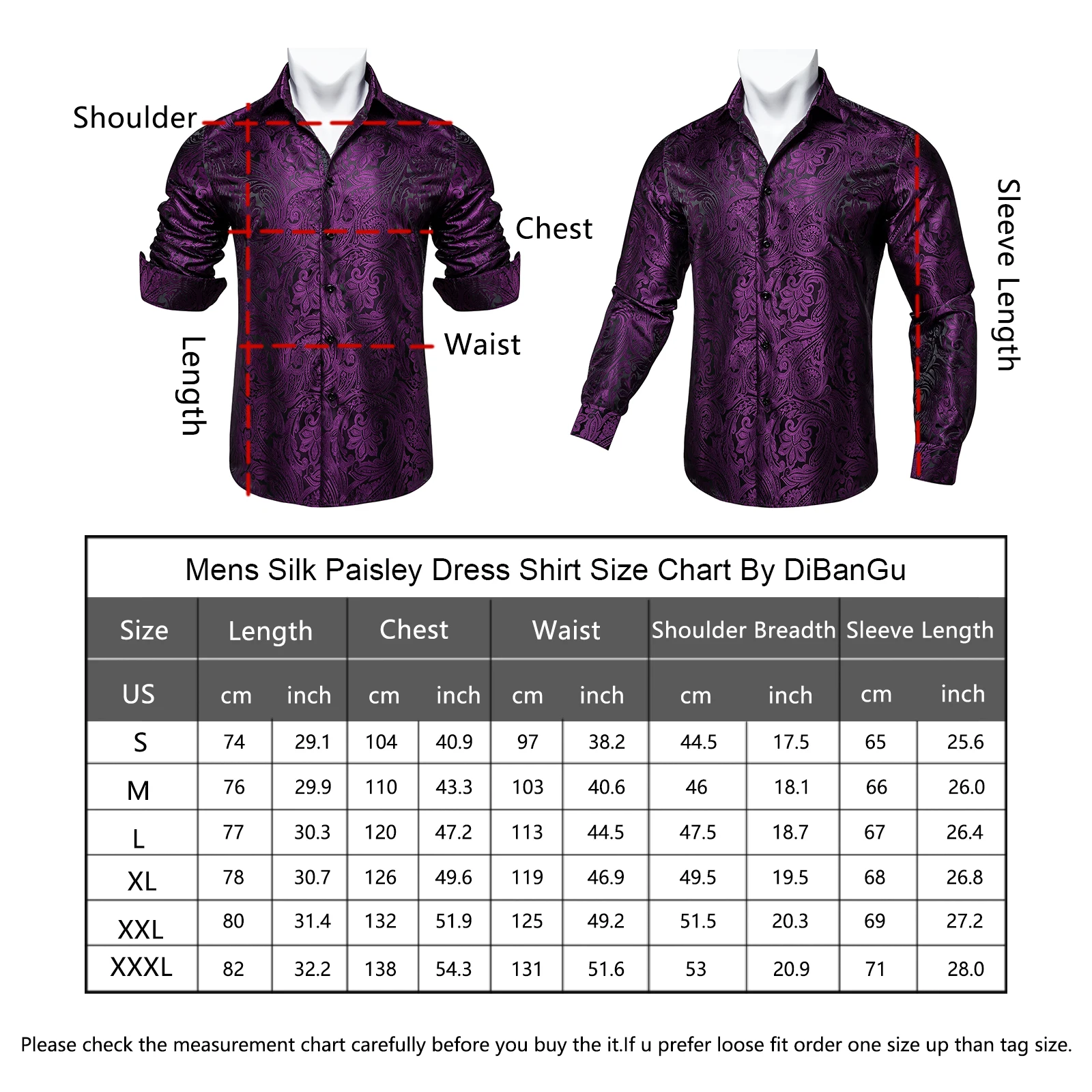 Mens Purple Paisley Silk Shirts Long Sleeve Casual Slim Fit Men's Tuxedo Dress Shirts Business Social Men's Clothing