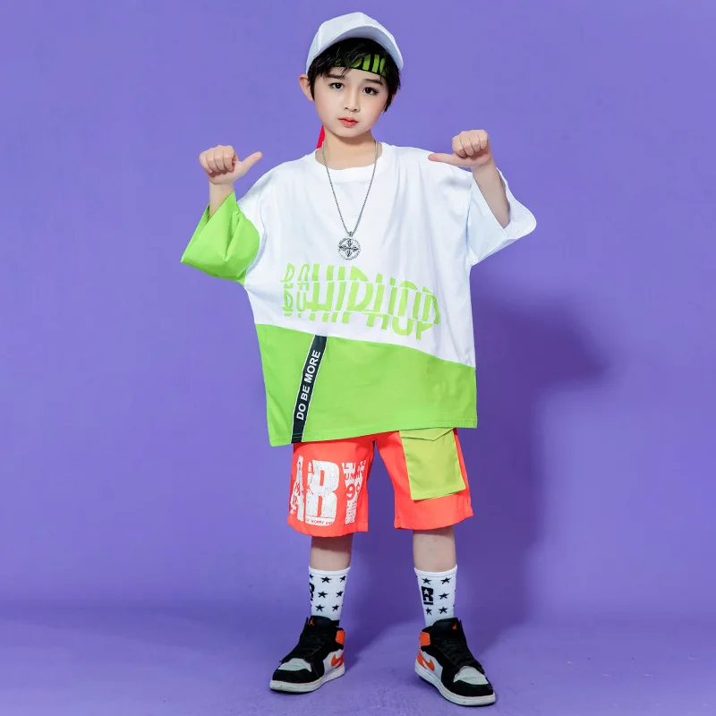 

Kids Summer Hip Hop Clothing Letter Print Tee Oversized T Shirt Top Sport Shorts Boy Streetwear Dance Costume Child Tracksuit