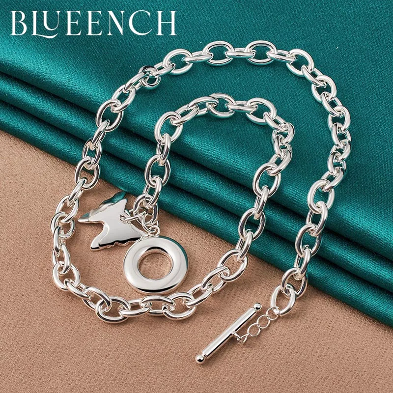 

Blueench 925 Sterling Silver Bow Pendant OT Buckle Necklace for Women Wedding Party Personality Fashion Jewelry