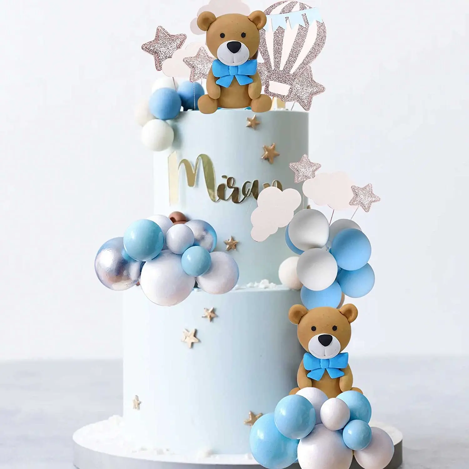 

Pink Blue Baby Bear Cake Decor Balloon Cake Topper Happy Birthday Party Supplies Kids Favor Boy Girl One 1st Birthday Babyshower