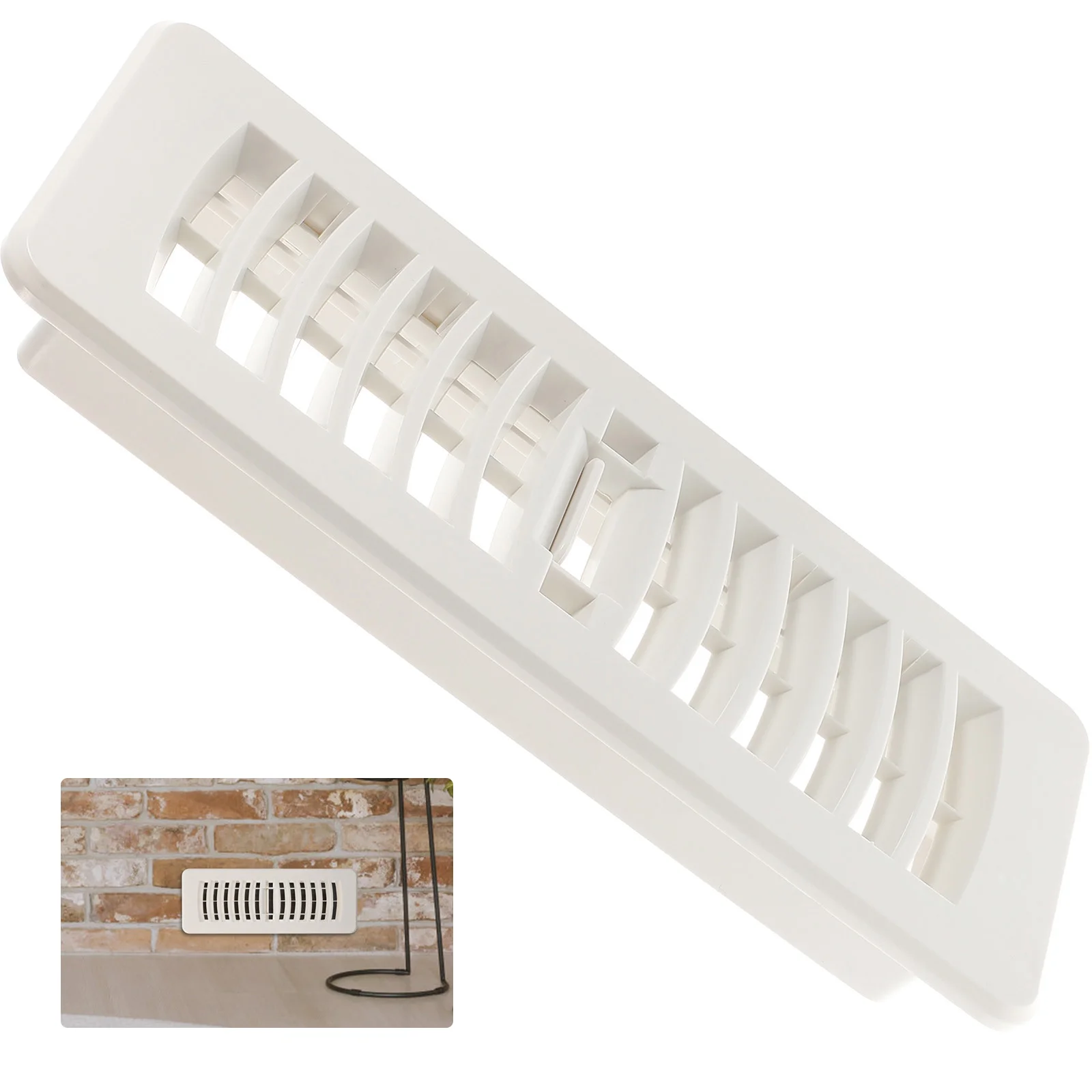 

Baseboard Register Exhaust Grill Air Conditioner Floor Vent Cover HVAC System Conditioning Household Ventilation White Plastic