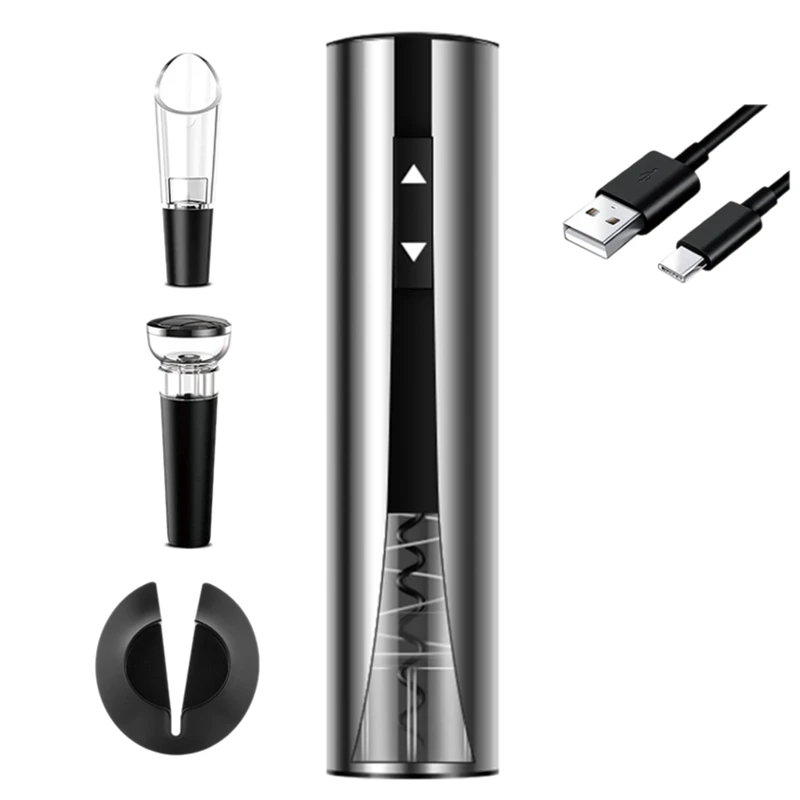 

Rechargeable Wine Bottles Openers 4-In-1 Wine Opener With Foil Cutter Automatic Wine Corkscrew For Kitchen Bar Wedding