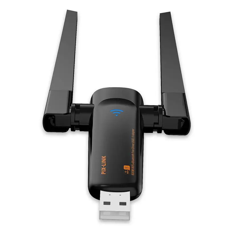 

USB адаптер PIXLINK 600 Мбит/с, Двухдиапазонные антенны, беспроводной Wi-Fi адаптер с высоким коэффициентом усиления, Bluetooth беспроводной USB Wi-Fi адапте...