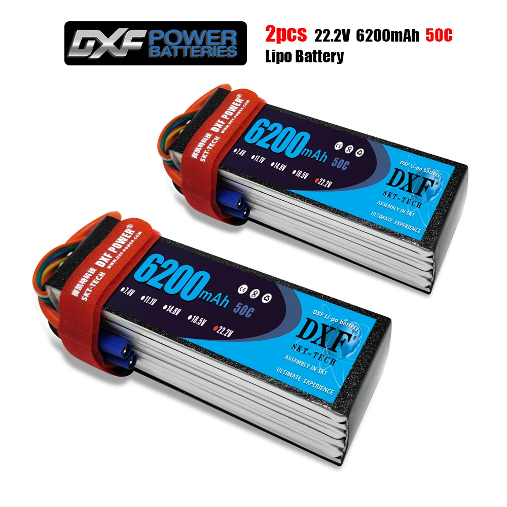 2PCS DXF 7.4V 7.6V 11.1V 15.2V 14.8V 22.2V 2S 3S 4S 6S 5200Mah 6300Mah 6500mAh 6200mAh 6750mAh 8000mAh 7000mAh Lipo Batteries