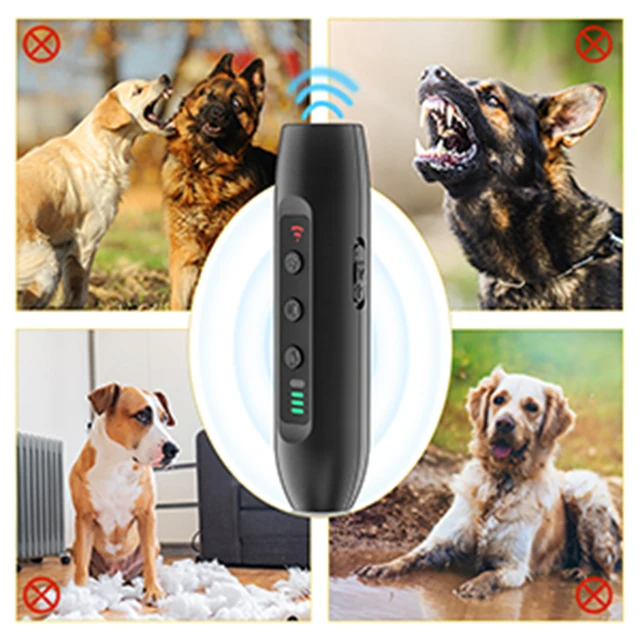 Ultrasonic Dog Repeller Rechargeable Plastic Dog Repellents with LED Flashlight Electronic Training Devices 3 Modes Pet Supplies 5