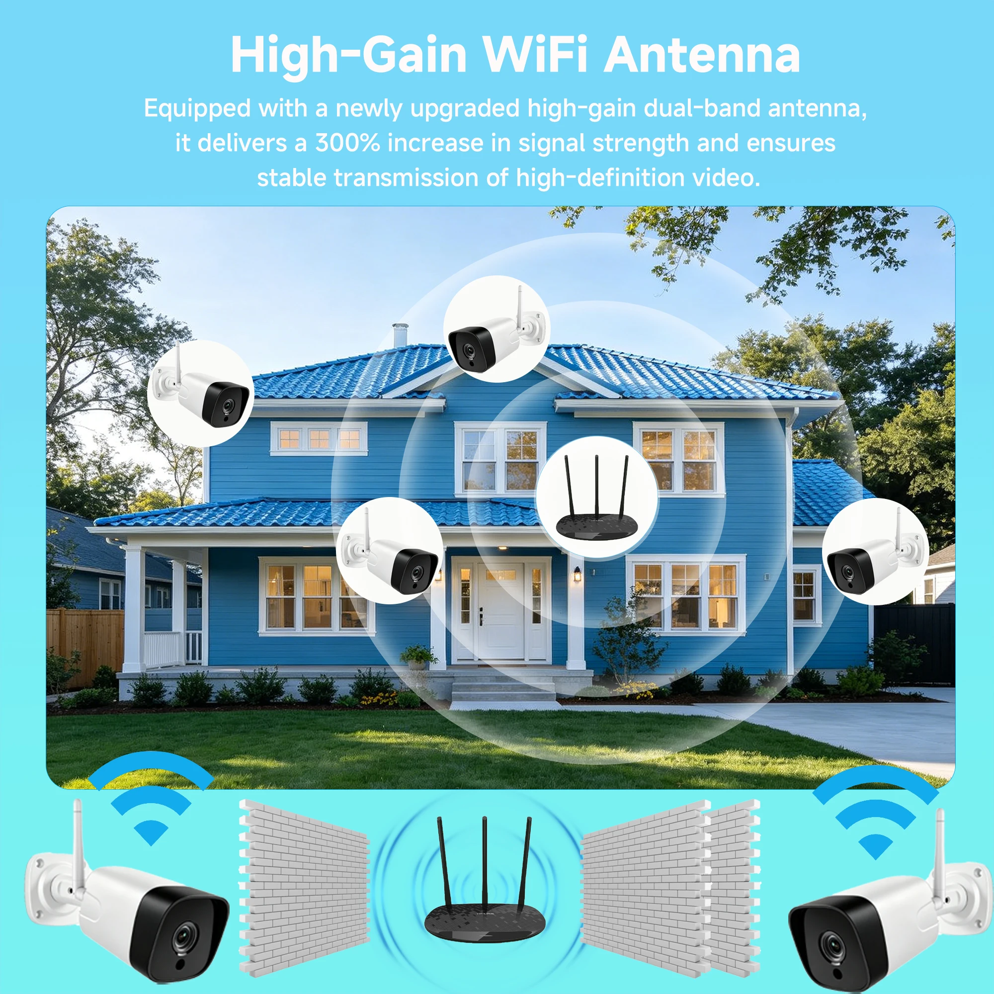 Фото Комплект Wi-Fi камер видеонаблюдения BFMore SO-NY415 4K 8МП с двусторонней аудиосвязью, объективом 3.6мм, ИК-подсветкой 940нм для ночного видения, 10 каналов, NVR-комплект №4