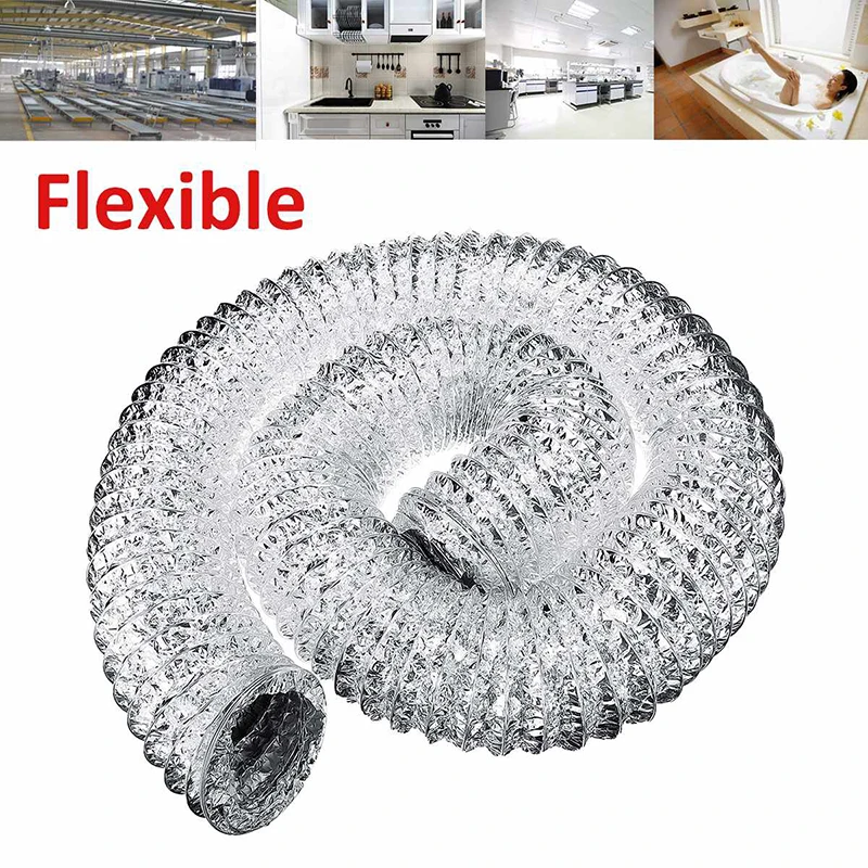 

4Inch Ventilation Pipe Aluminum Pipe Ventilation Hose Flexible Exhaust Pipe 2M For Air Conditioning Kitchen Bathroom Greenhouse