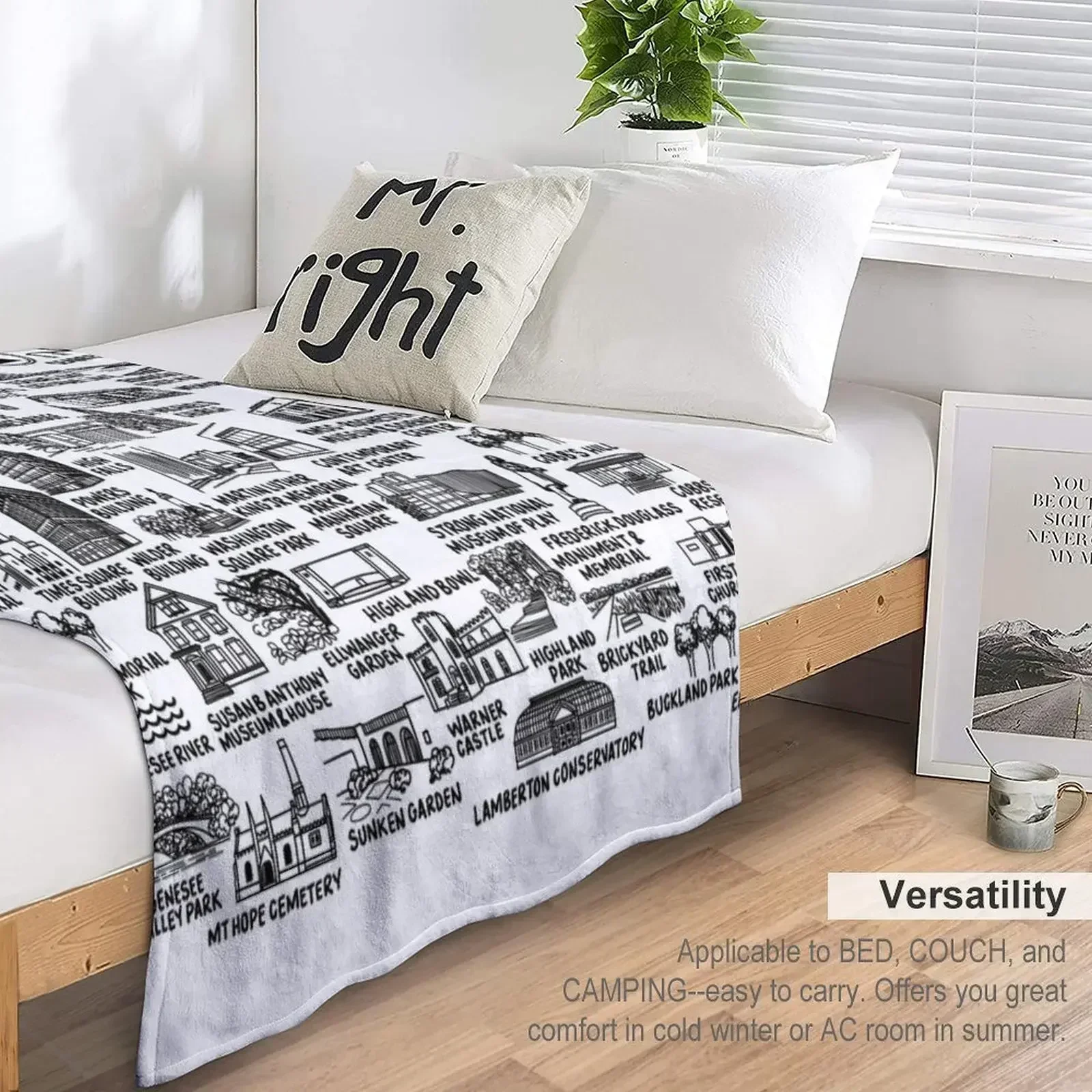 Одеяло Rochester New York Map Art большие свободные одеяла для спального мешка и пледы