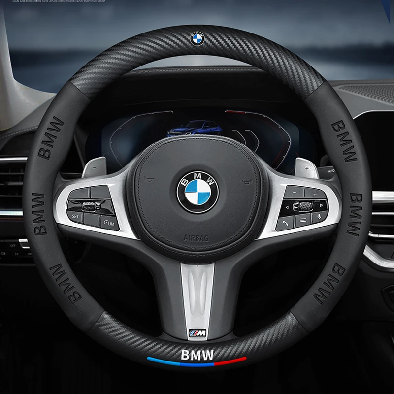 

38cm Carbon Fiber Car Steering Wheel Cover For BMW F10 F20 F30 G20 G30 E53 E46 E90 E60 E39 E87 E92 E70 X1 X3 X5 M3 M4 G01 F25