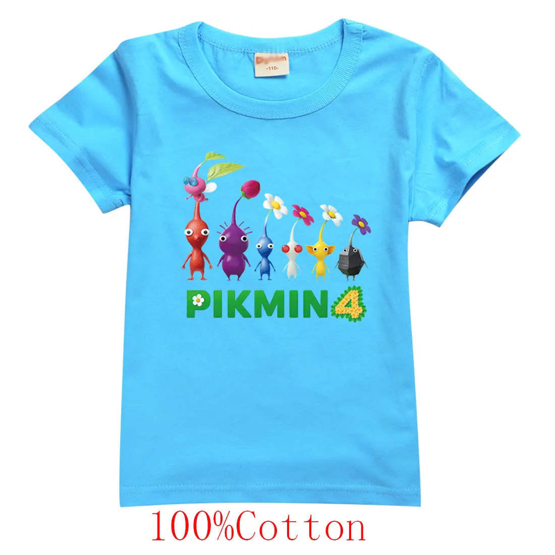 Лидер продаж Детская футболка с мультипликационным принтом Pikmin 4 для видеоигр