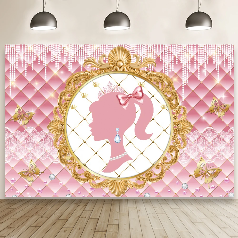 

Розовый фон для фотографий на день рождения принцессы для девочек фотография для детского дня рождения фон для фотографирования торта десе...