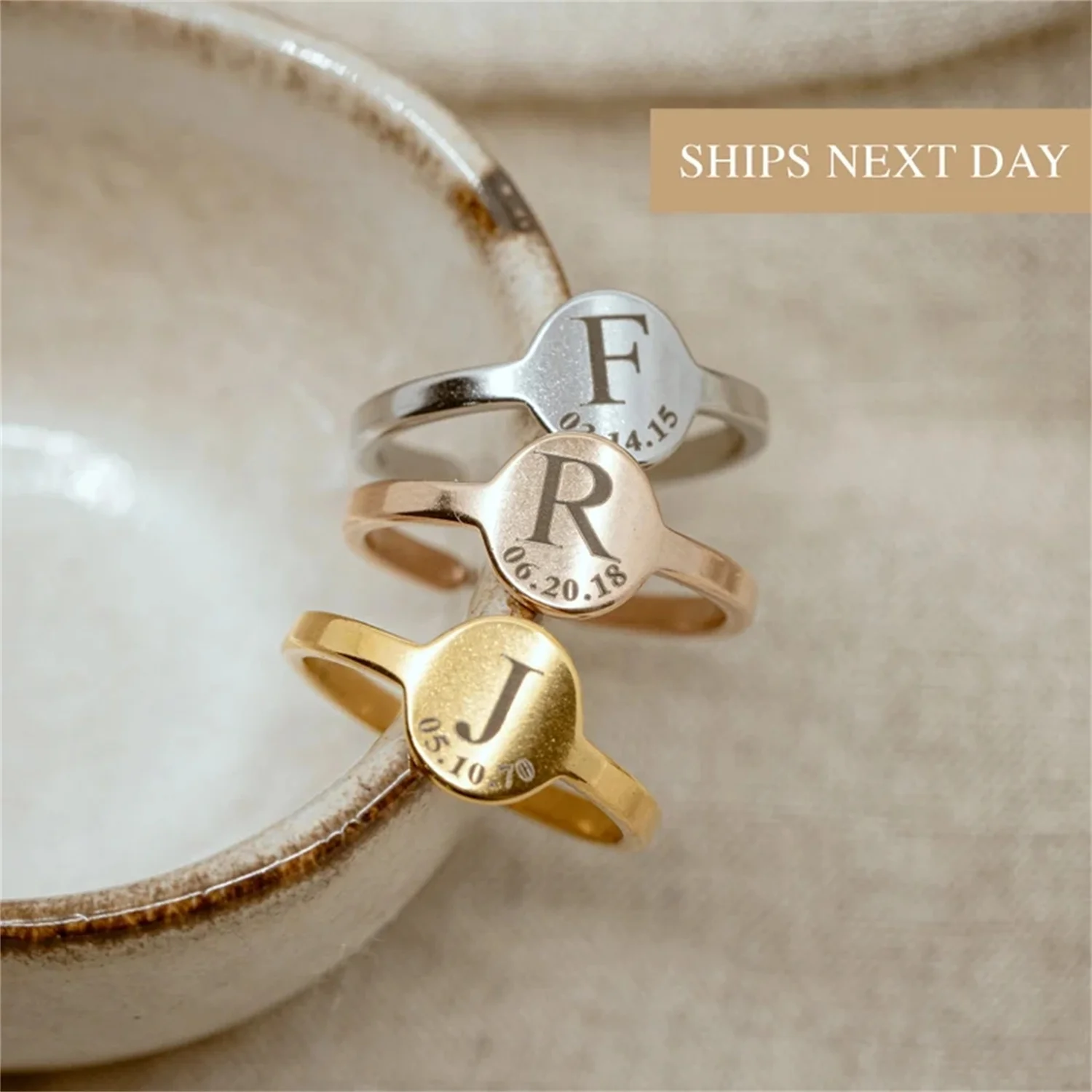 

Initial Rings Personalized Jewelry Anniversary Best Gift Handmade Minimalist Rings For Girlfriend Mothers Day Gifts for Her