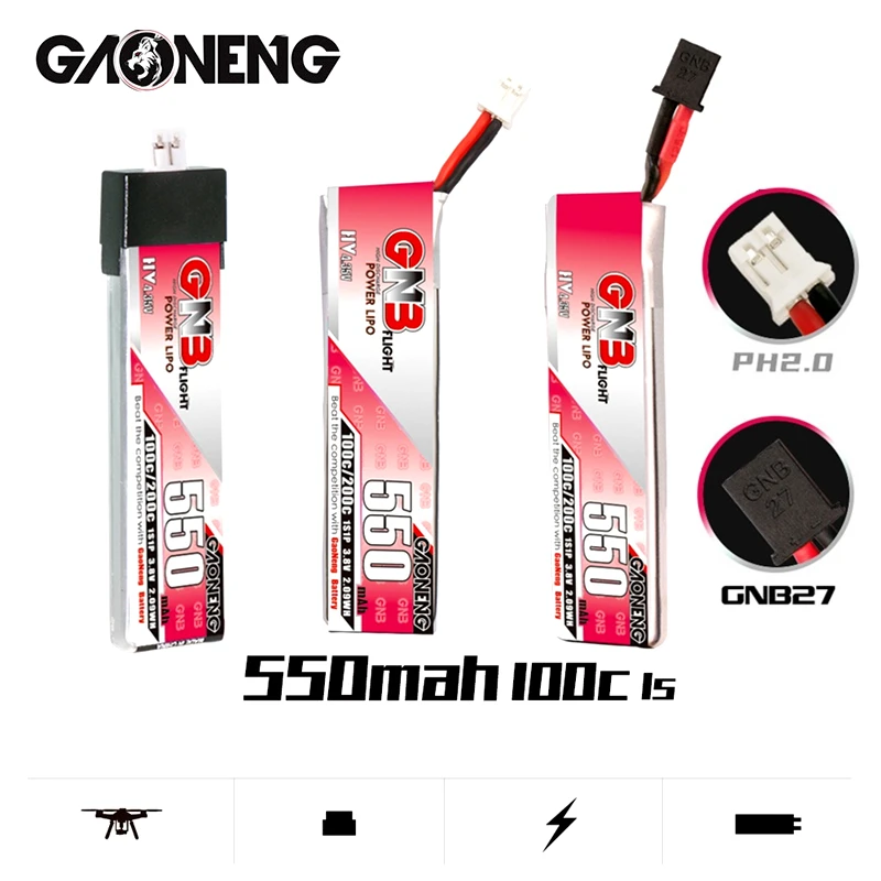 5 шт. GNB 1S 3,8 в 550 мАч HV Lipo батарея 100C/200C для Emax Tinyhawk Kingkong LDARC TINY7 FPV дрона 3,8 в батарея с PH2.0/GNB27