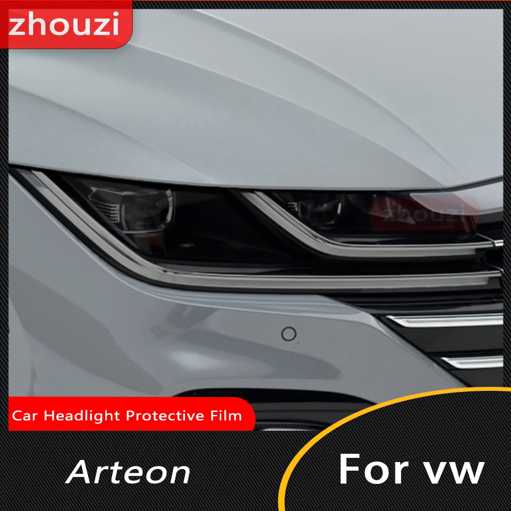 

Car Headlight Protective Film Smoke Black TPU Anti-scratch Headlamp HD transparent Sticker For Volkswagen VW CC Arteon 2018-2021