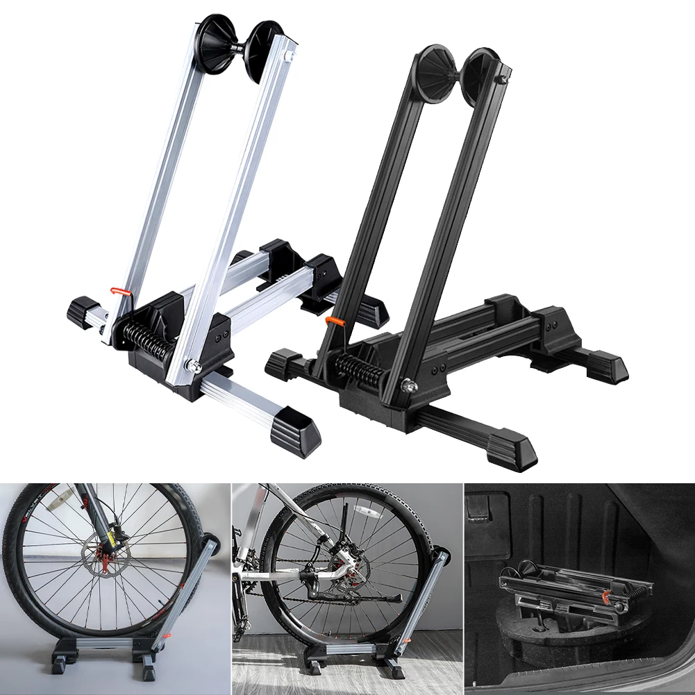 

Bicycle Parking Rack Foldable Floor Stand Wheel Holder Indoor Outdoor Bike Display Stand for 20-29" Road Bikes Mountain Bikes