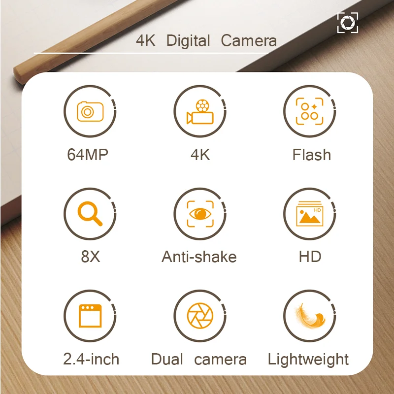 Цифровая камера полный 4K 64 МП 8X HD стабилизатор видеоизображения двойная 2